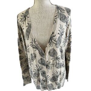 Mossimo Supply Co. L/G Pineapple & Lobster Print Button-Up Cardigan Sweater Beig